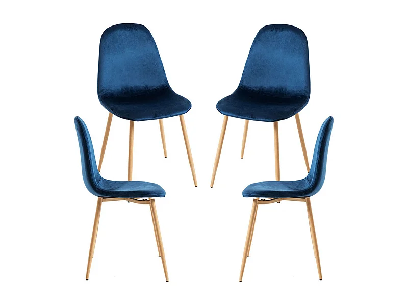 Packs Sillas Comedor - Pack 4 Sillas Teok Terciopelo - Azul medio