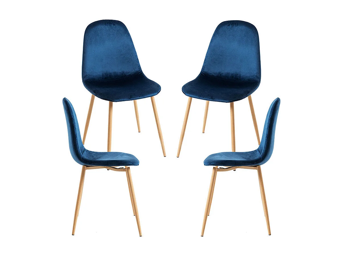 Packs Sillas Comedor - Pack 4 Sillas Teok Terciopelo - Azul medio