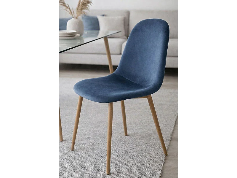 Packs Sillas Comedor - Pack 4 Sillas Teok Terciopelo - Azul medio