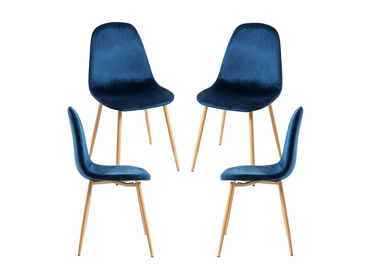 Packs Sillas Comedor - Pack 4 Sillas Teok Terciopelo - Azul medio