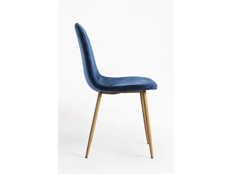 Packs Sillas Comedor - Pack 4 Sillas Teok Terciopelo - Azul medio