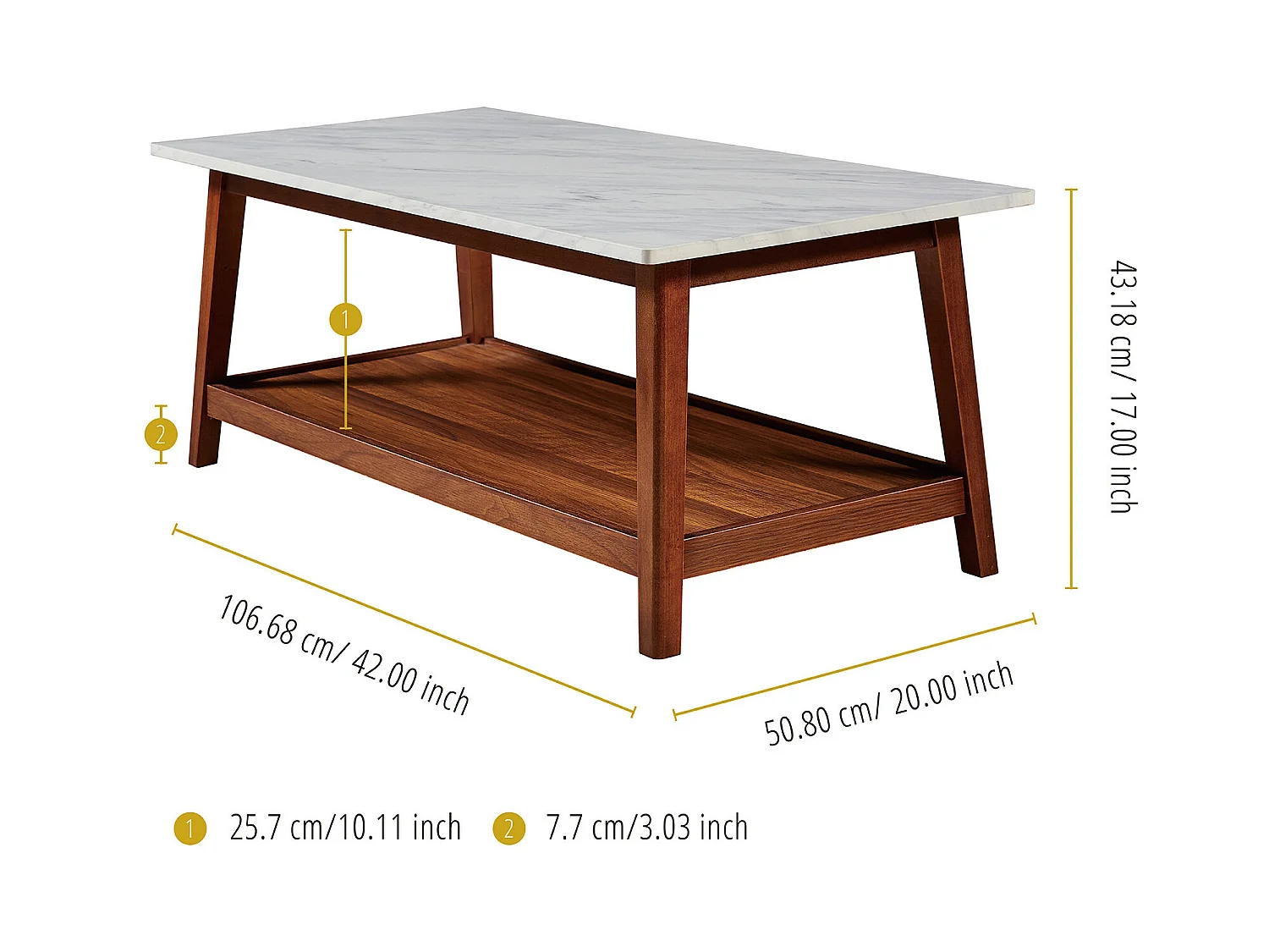 Mesa de centro moderna Kingston de Teamson Home en madera VNF-00061