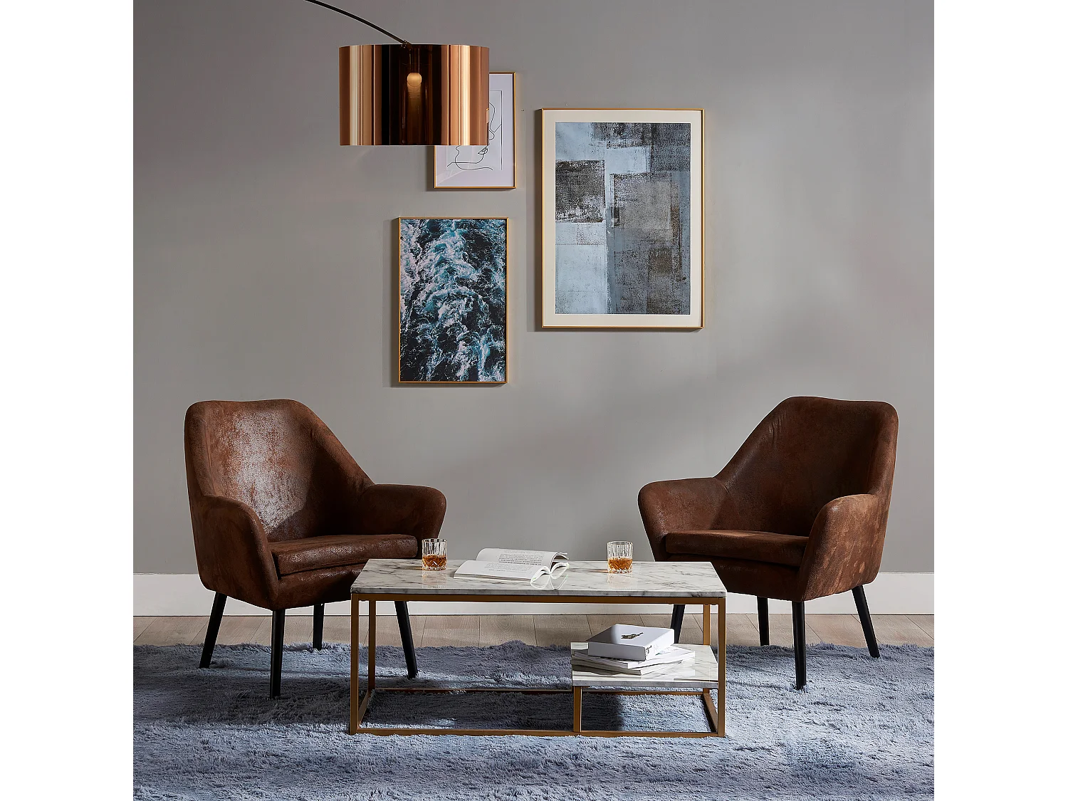 Table basse moderne Teamson Home Marmo effet marbre pour salon VNF-00036