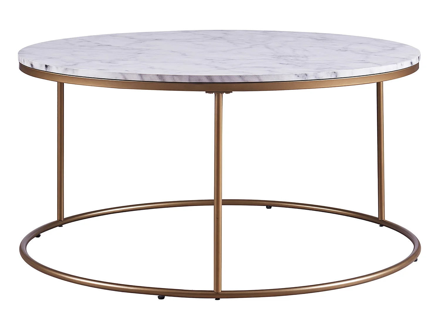 Teamson Home Marmo Ronde Salontafel - Nep Marmeren/Messing Metalen Afwerking - 36 x 36 x 18 (Inch)