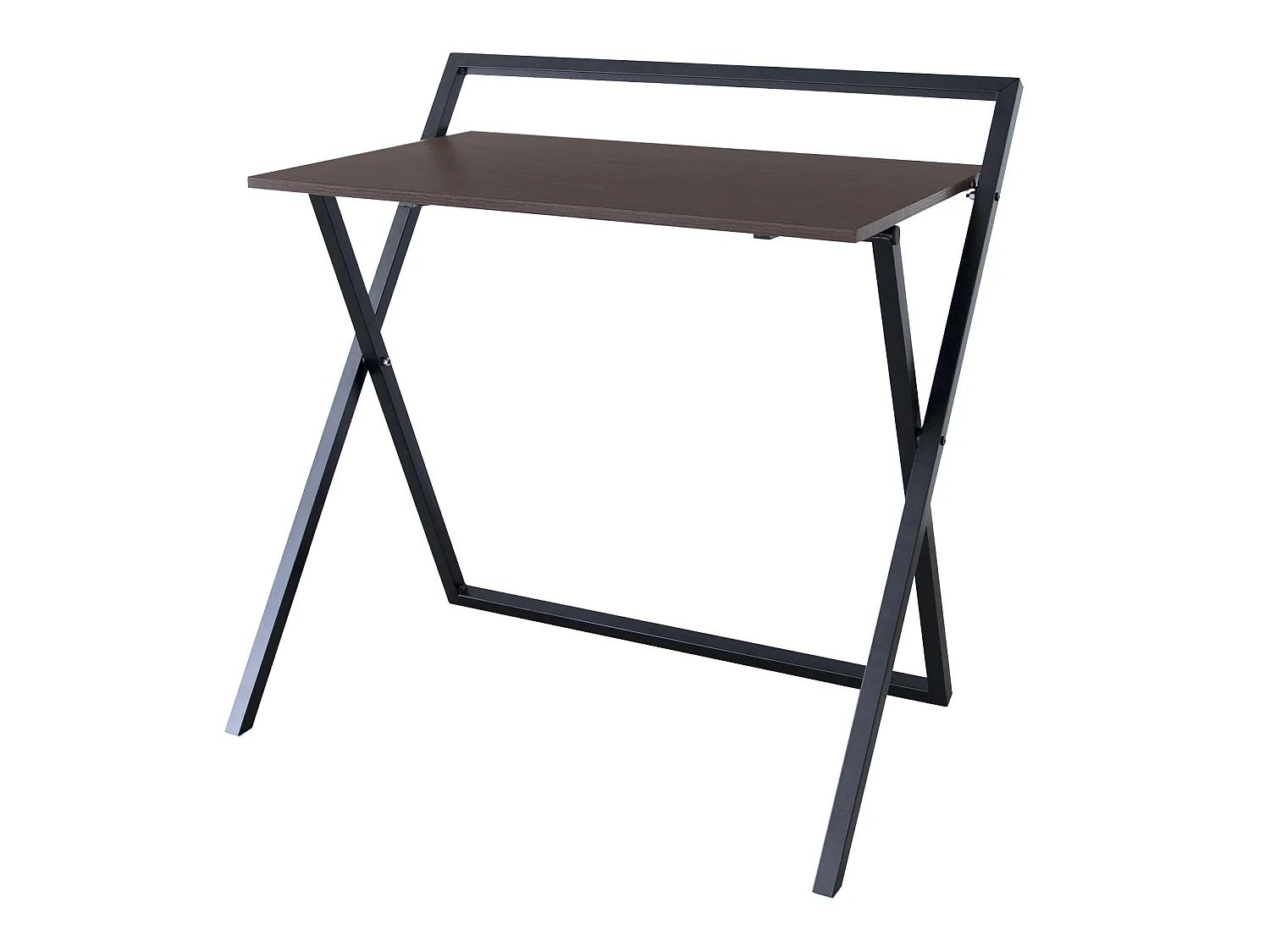 Teamson Home 34″ Easton Moderner klappbarer Computertisch aus Holz für das Heimbüro, Arbeitszimmer, Schreibtisch mit Kreuzbeinen aus Metall in Braun/Schwarz