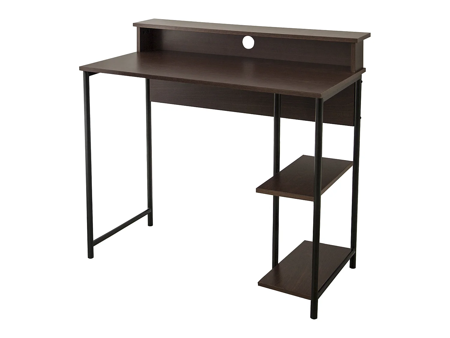 Teamson Home Thuiskantoor Bureau - Donker Bruin/Zwart - Met Metaal Poten en Opslag - 35.4 x 19.6 x 33.5 (Inch)