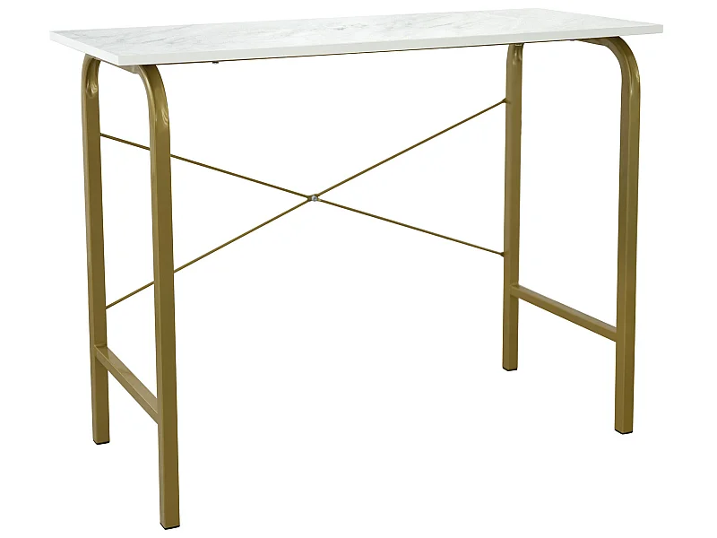 Teamson Home Thuiskantoor Bureau - Nep Marmeren/Messing Afwerking - Metaal Poten - 43.5 x 18.5 x 29 (Inch)