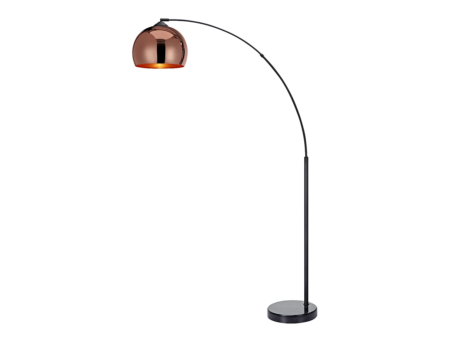 Lampadaire Arquer arc lampe de salon abat-jour rose doré pied marbre noir