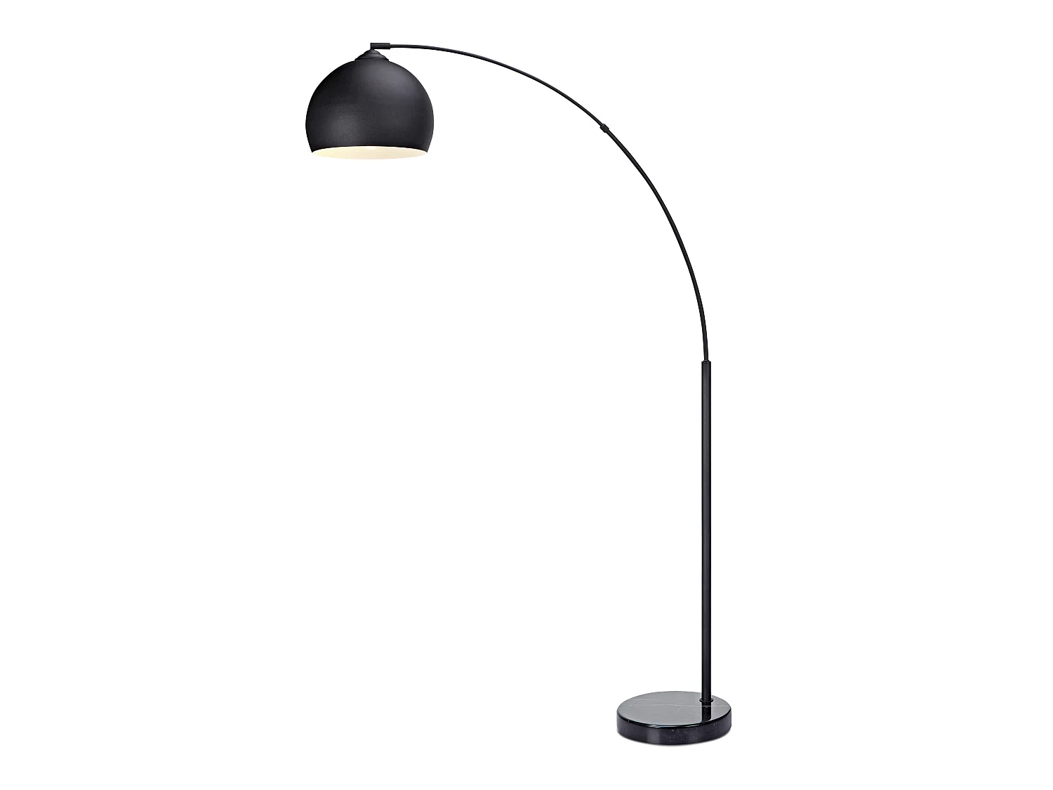 Lampadaire Arquer arc lampe de salon abat-jour pied marbre noir Teamson Home