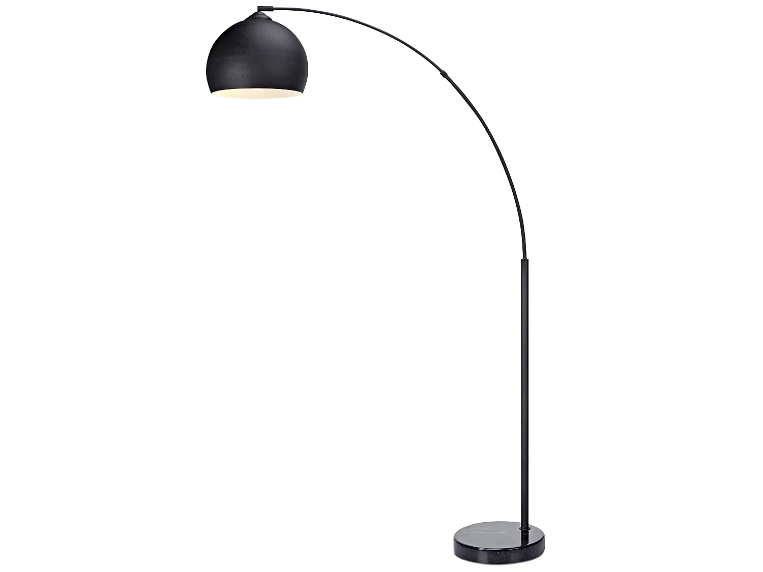 Lampadaire Arquer arc lampe de salon abat-jour pied marbre noir Teamson Home