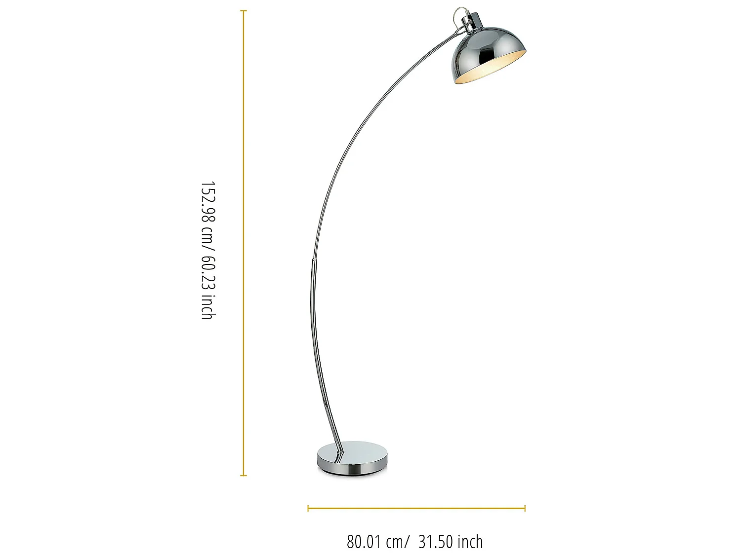 Lámpara LED de Pie Estándar Cromada y Curvada Arco Teamson Home VN-L00024-EU