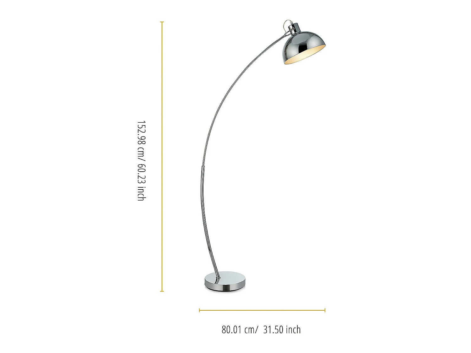 Lampadaire Arco métal arc lampe de salon sur pied arc intérieur chrome