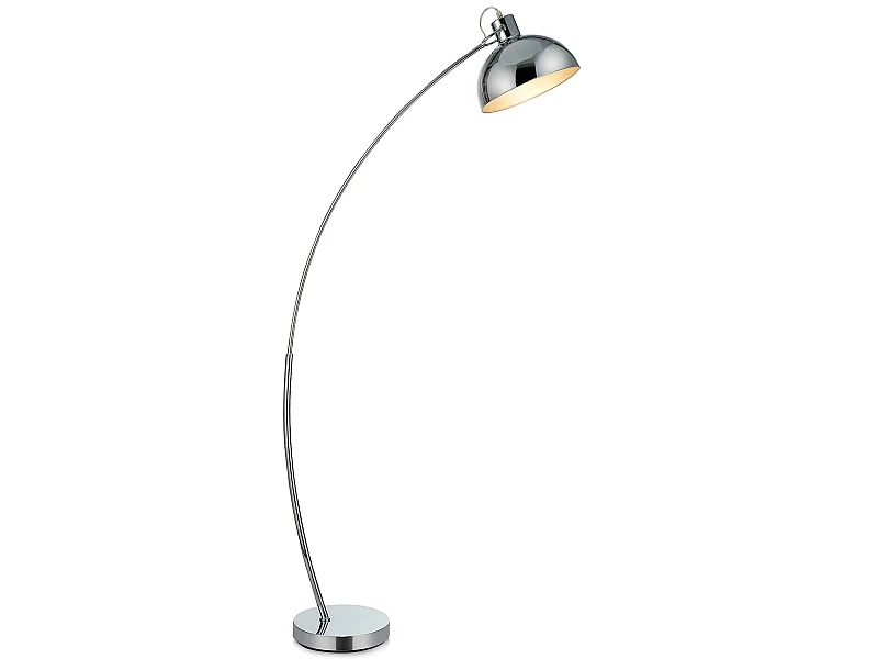 Teamson Home Arco Gebogene Gewölbte Steh-Stehlampe mit Glockenschirm, Moderne Beleuchtung in Chrom für Wohnzimmer, Schlafzimmer oder Esszimmer