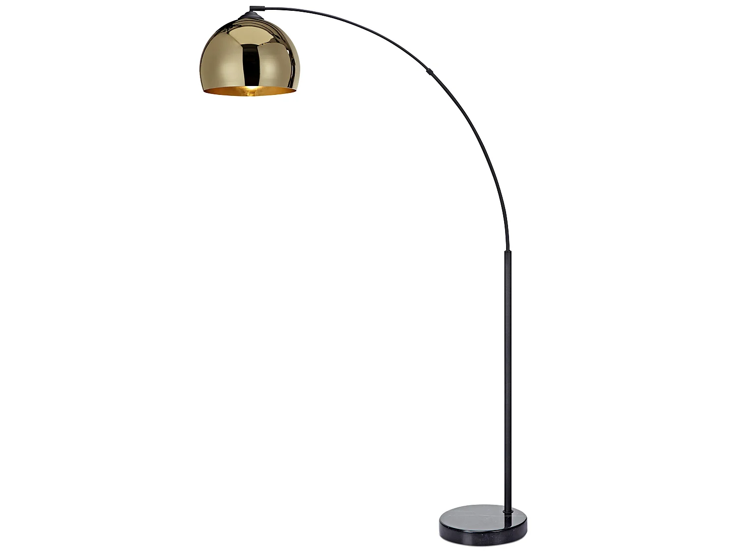 Teamson Home Arquer Booglamp Vloerlamp - Goud Lampenkap - Zwart Marmer Baseren