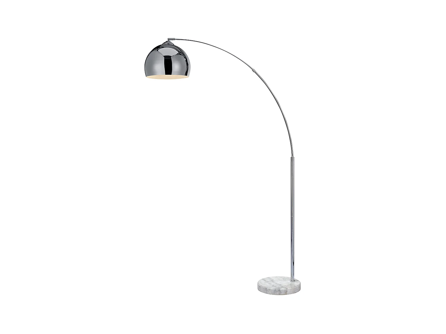 Lampadaire Arquer arc lampe de salon abat-jour chromé pied marbre blanc