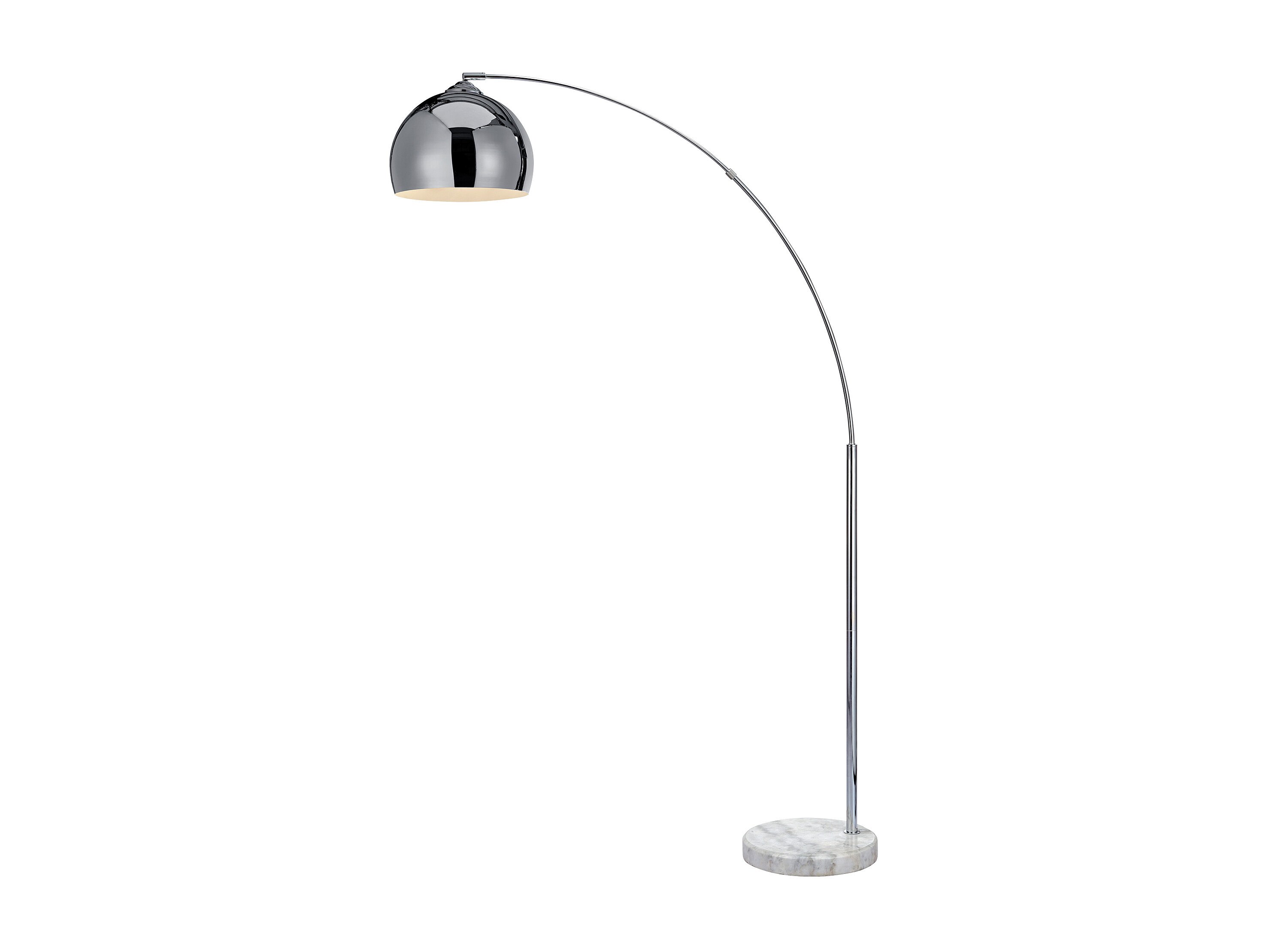 Lampadaire Arc Design - Abat-jour Doré, Socle Marbre - Hauteur Et Longueur Réglables - Ampoule E27 Non Incluse