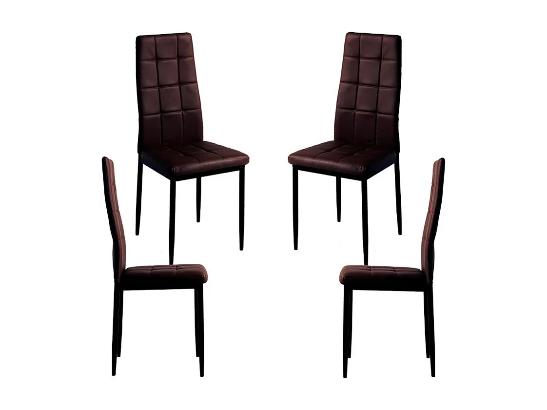 Packs Sillas Comedor - Pack 4 Sillas Lan Polipiel - Marrón