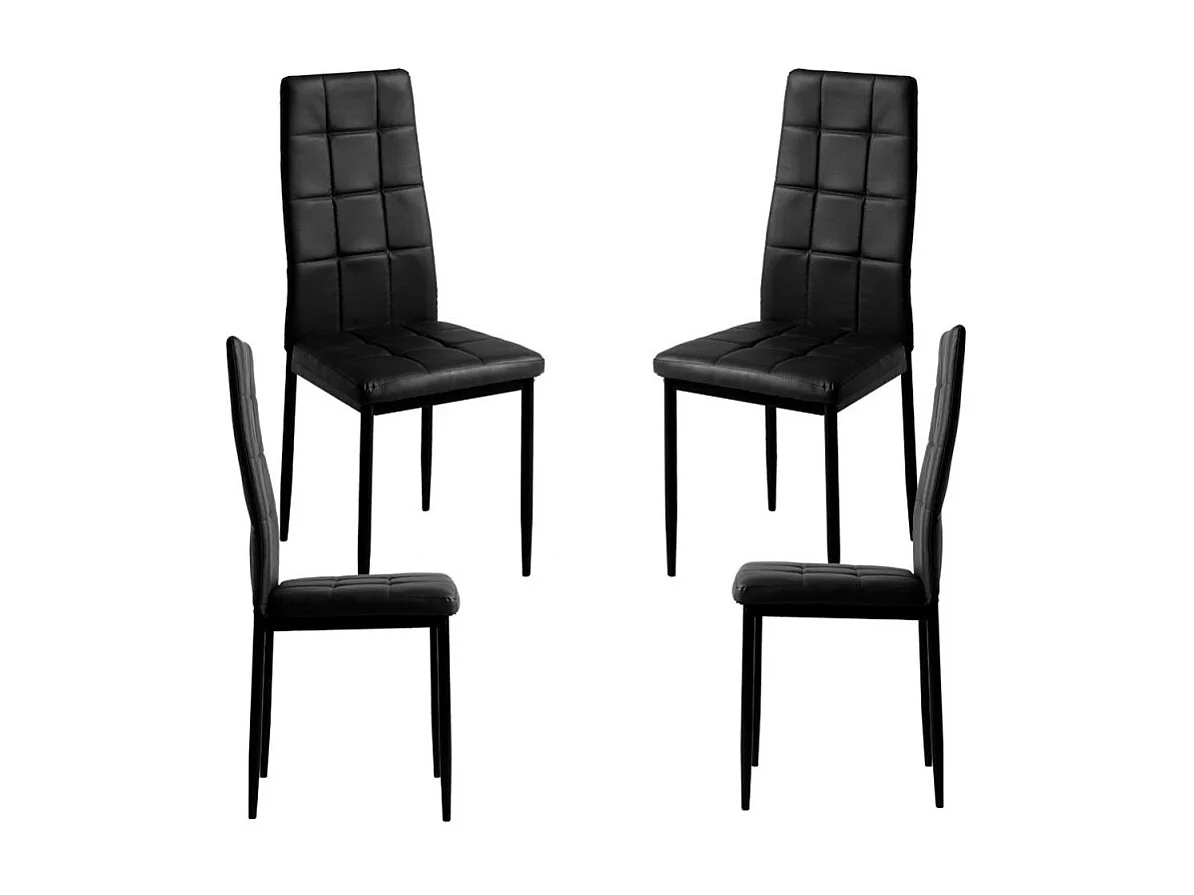 Packs Sillas Comedor - Pack 4 Sillas Lan Polipiel - Negro