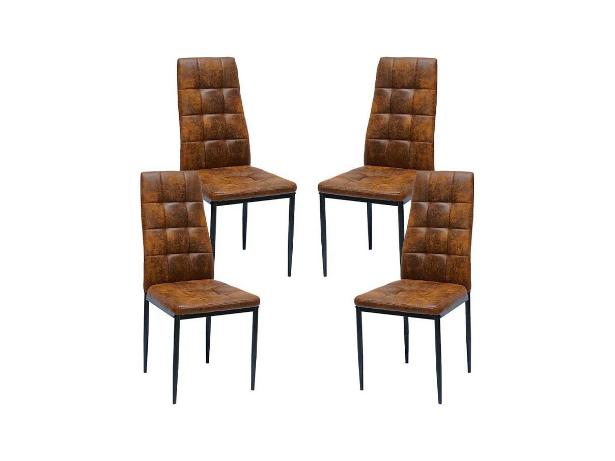 Packs Sillas Comedor - Pack 4 Sillas Lan Polipiel - Marrón Vintage