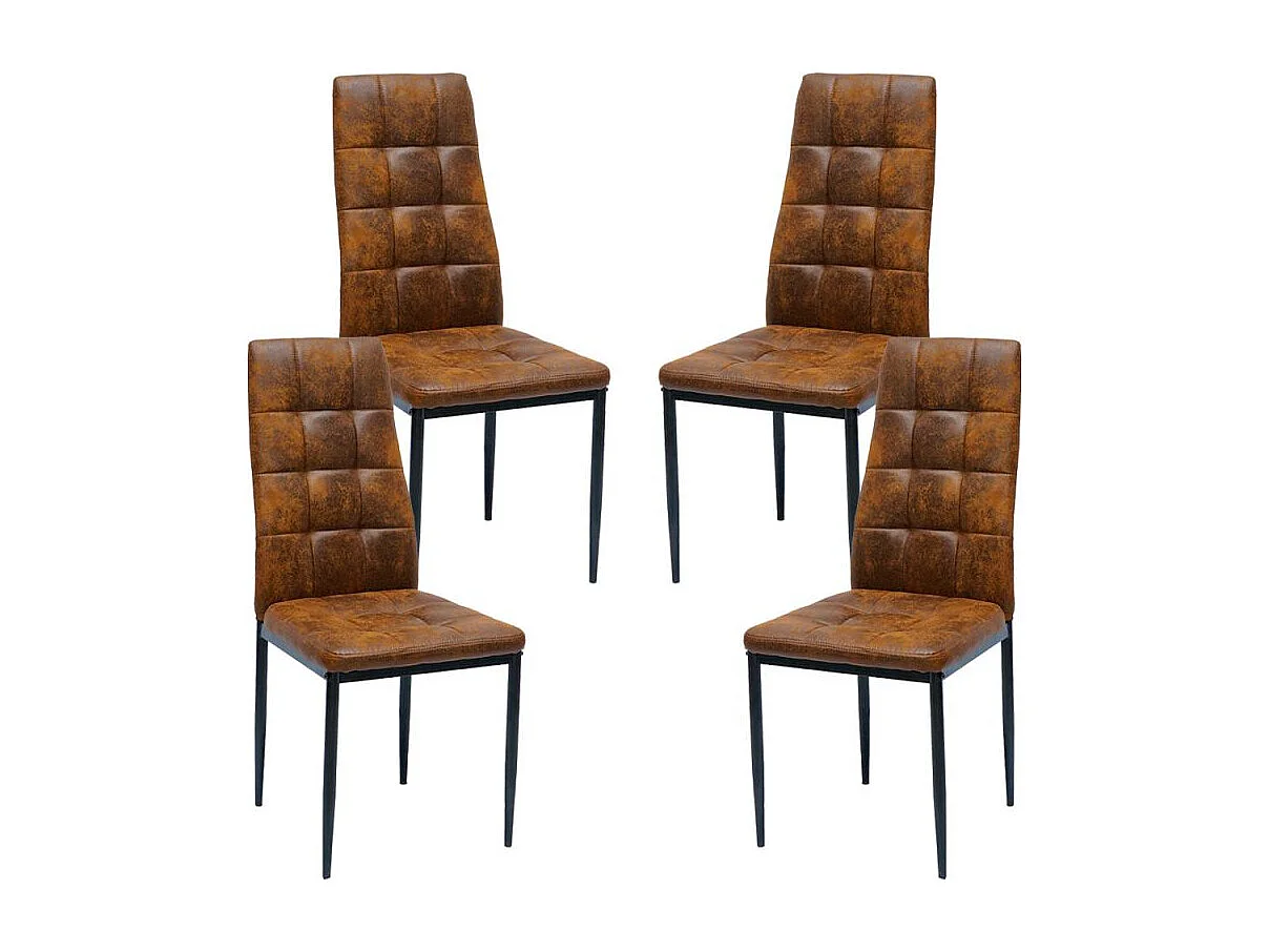 Packs Sillas Comedor - Pack 4 Sillas Lan Polipiel - Marrón Vintage