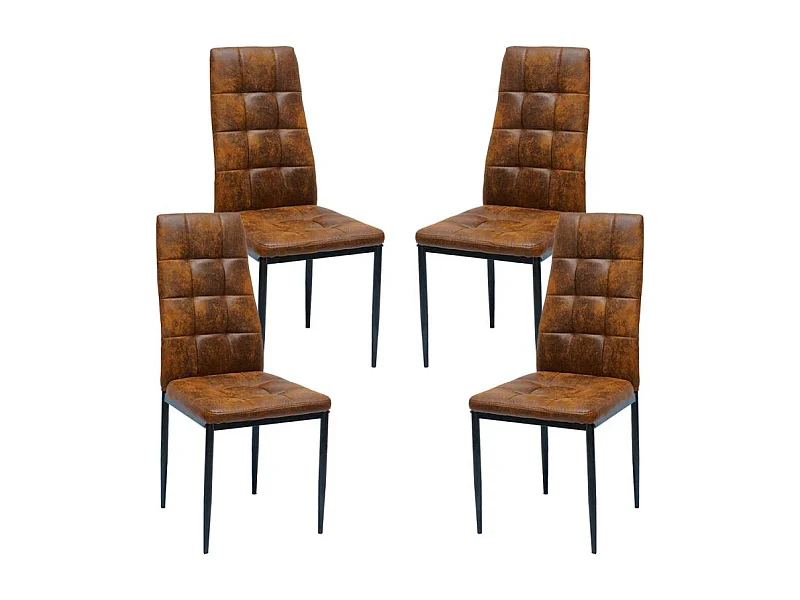 Packs Sillas Comedor - Pack 4 Sillas Lan Polipiel - Marrón Vintage