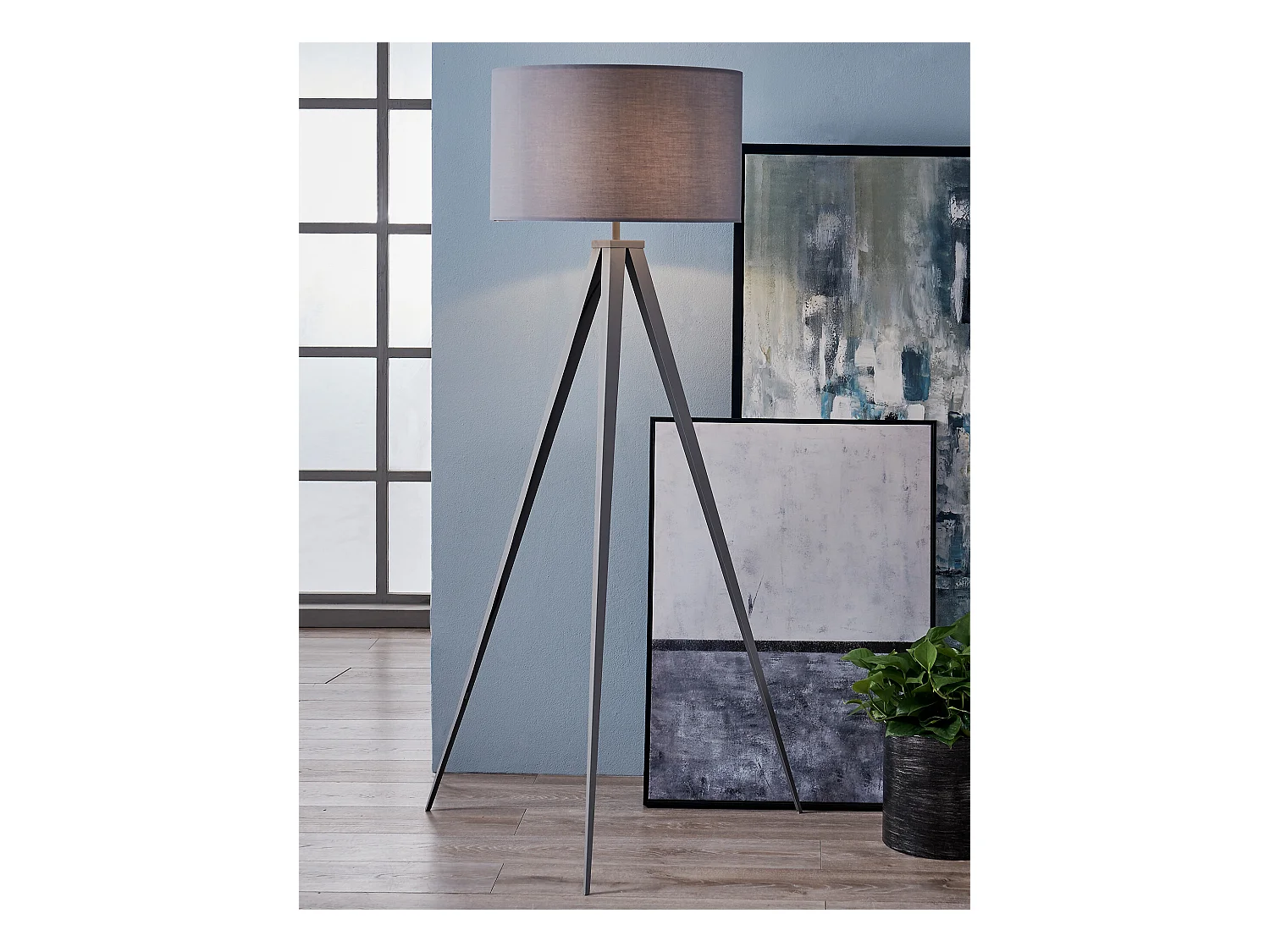 Teamson Home 'Romanza' Lámpara De Pie Gris Con Base Tripode VN-L00007G-EU