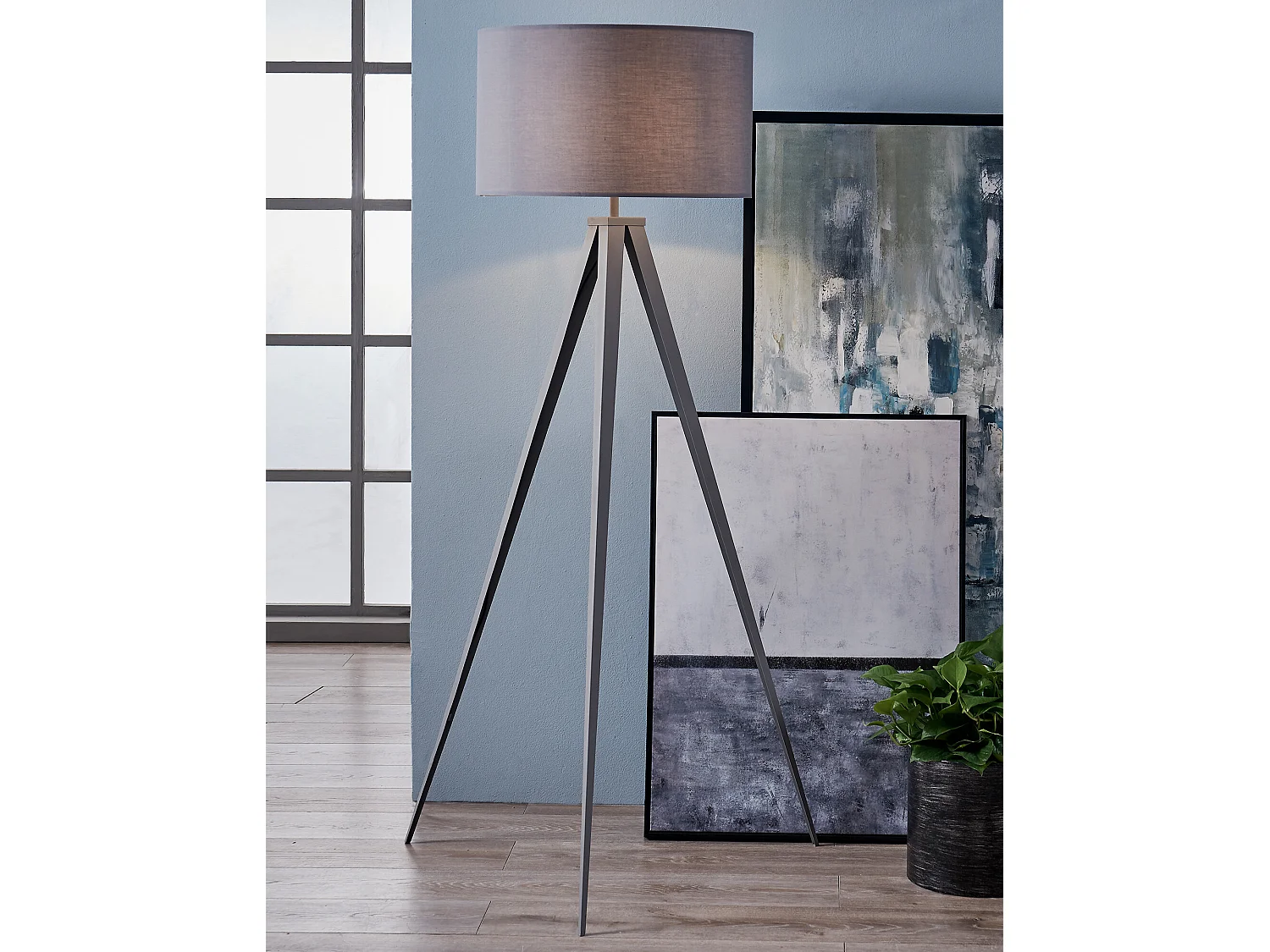 Teamson Home 'Romanza' Lámpara De Pie Gris Con Base Tripode VN-L00007G-EU