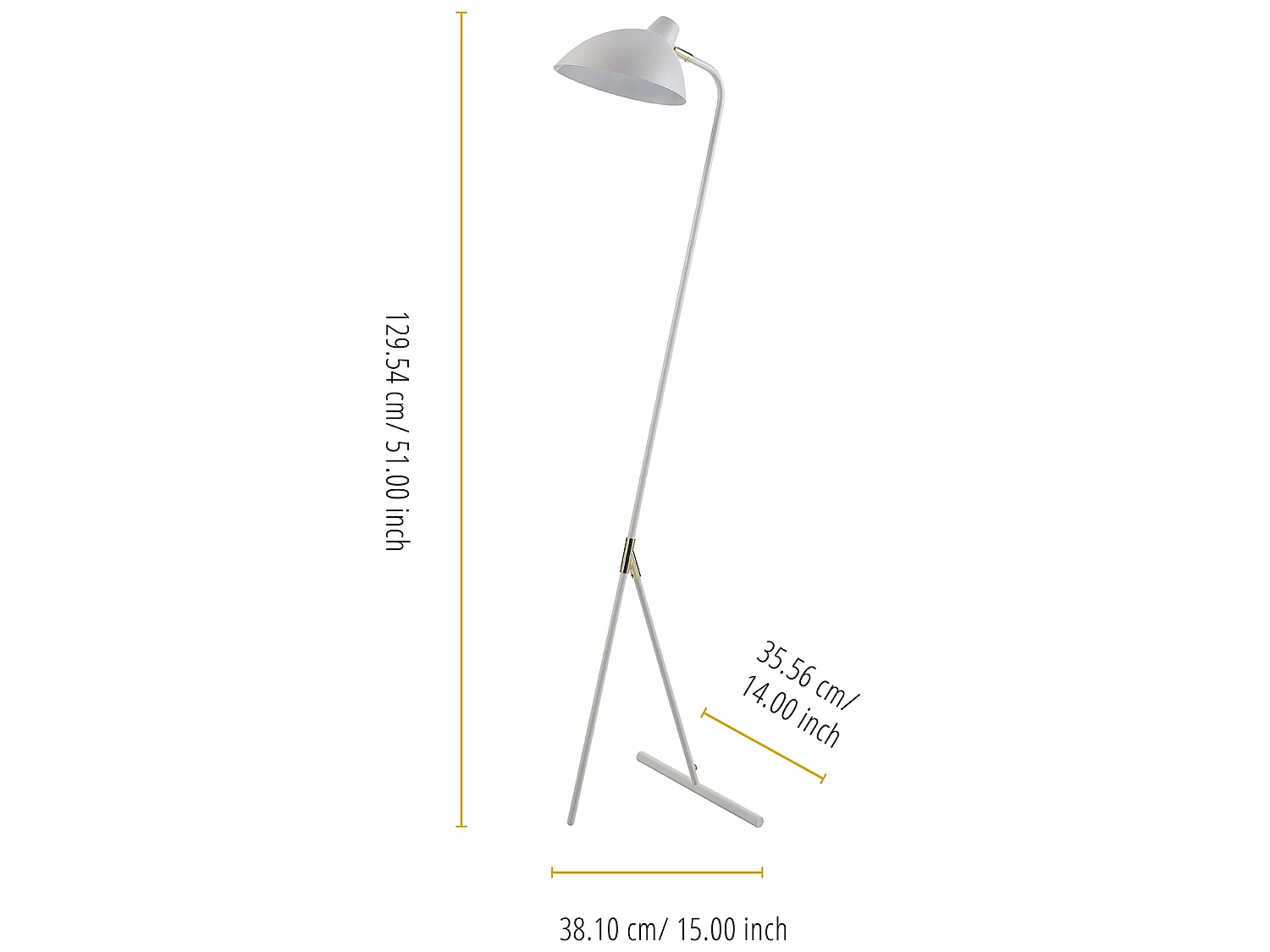 Teamson Home Delicata Einbeinstativ Standard-Stehlampe mit Weißem Schirm, Lesespot, Moderne Hohe Beleuchtung für Wohnzimmer oder Büro