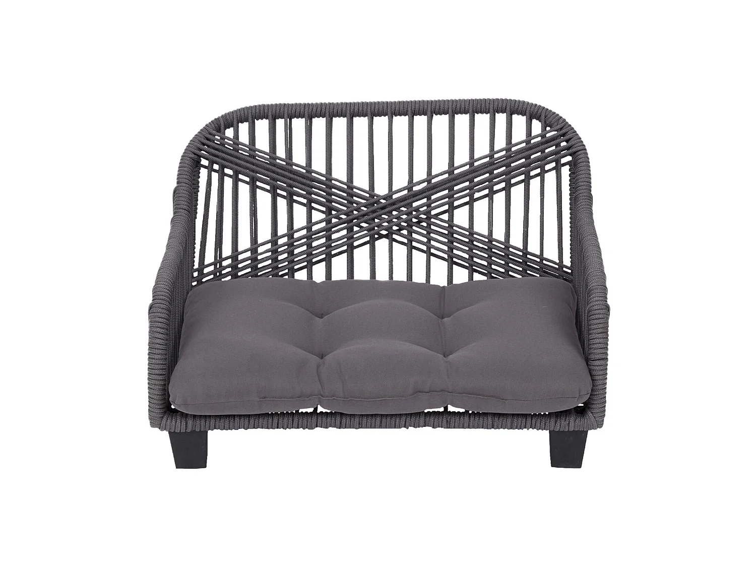 Teamson Pets Bed/Mand Voor Katten of Kleine Honden - Geweven Ontwerp - Verwijderbaar Wasbaar Kussen - Grij