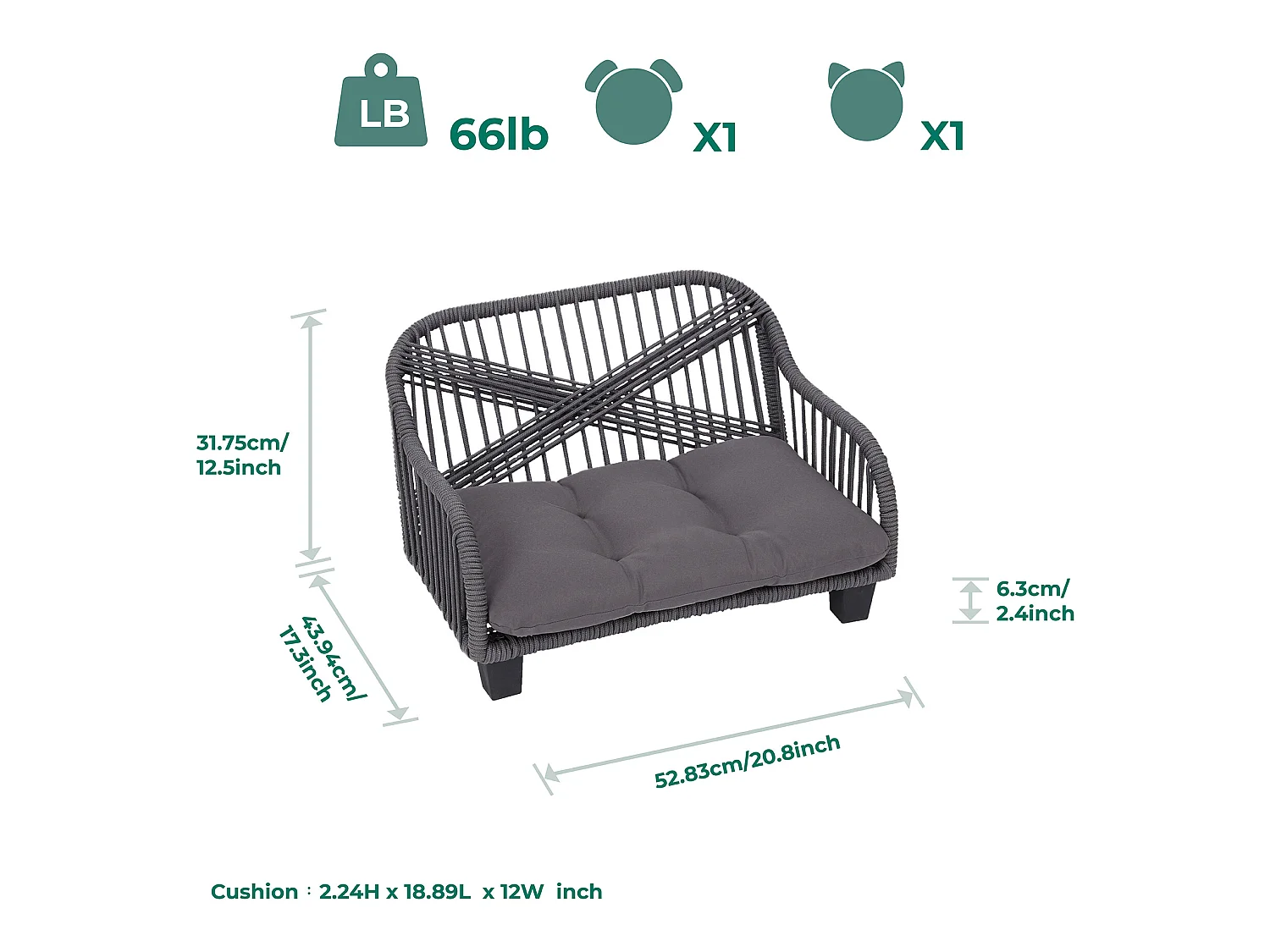 Lachesis Corde Tissée Chat ou Petit Chien Canapé