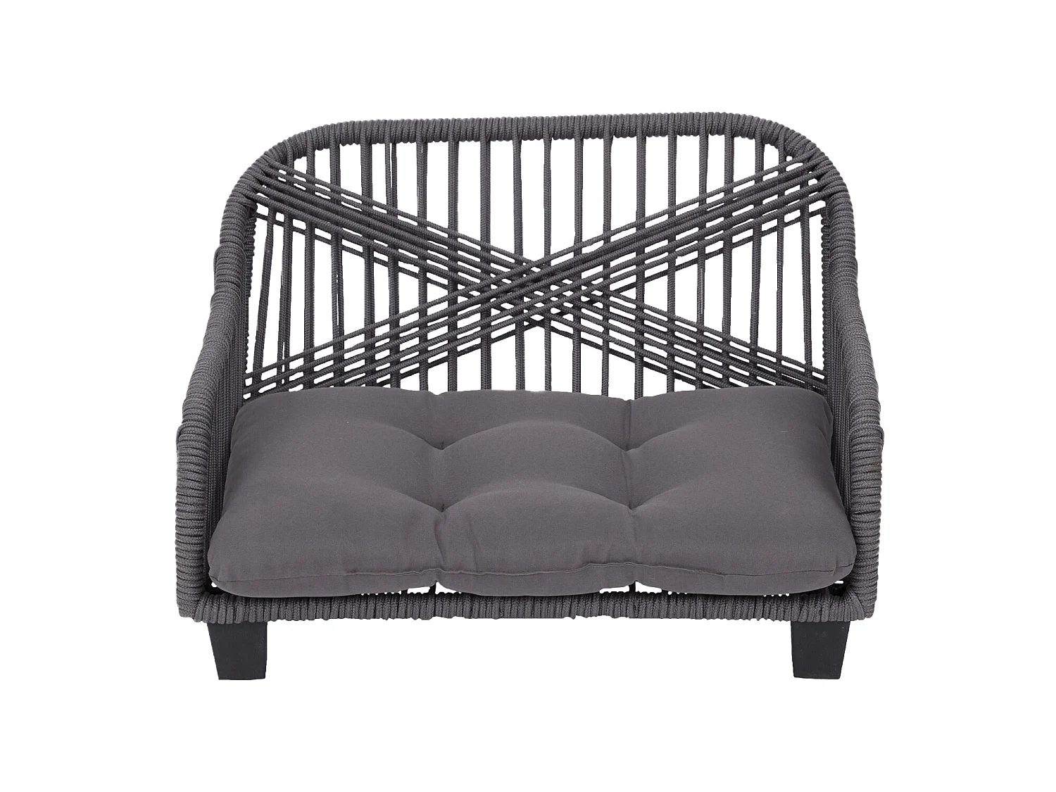 Teamson Pets Bed/Mand Voor Katten of Kleine Honden - Geweven Ontwerp - Verwijderbaar Wasbaar Kussen - Grij