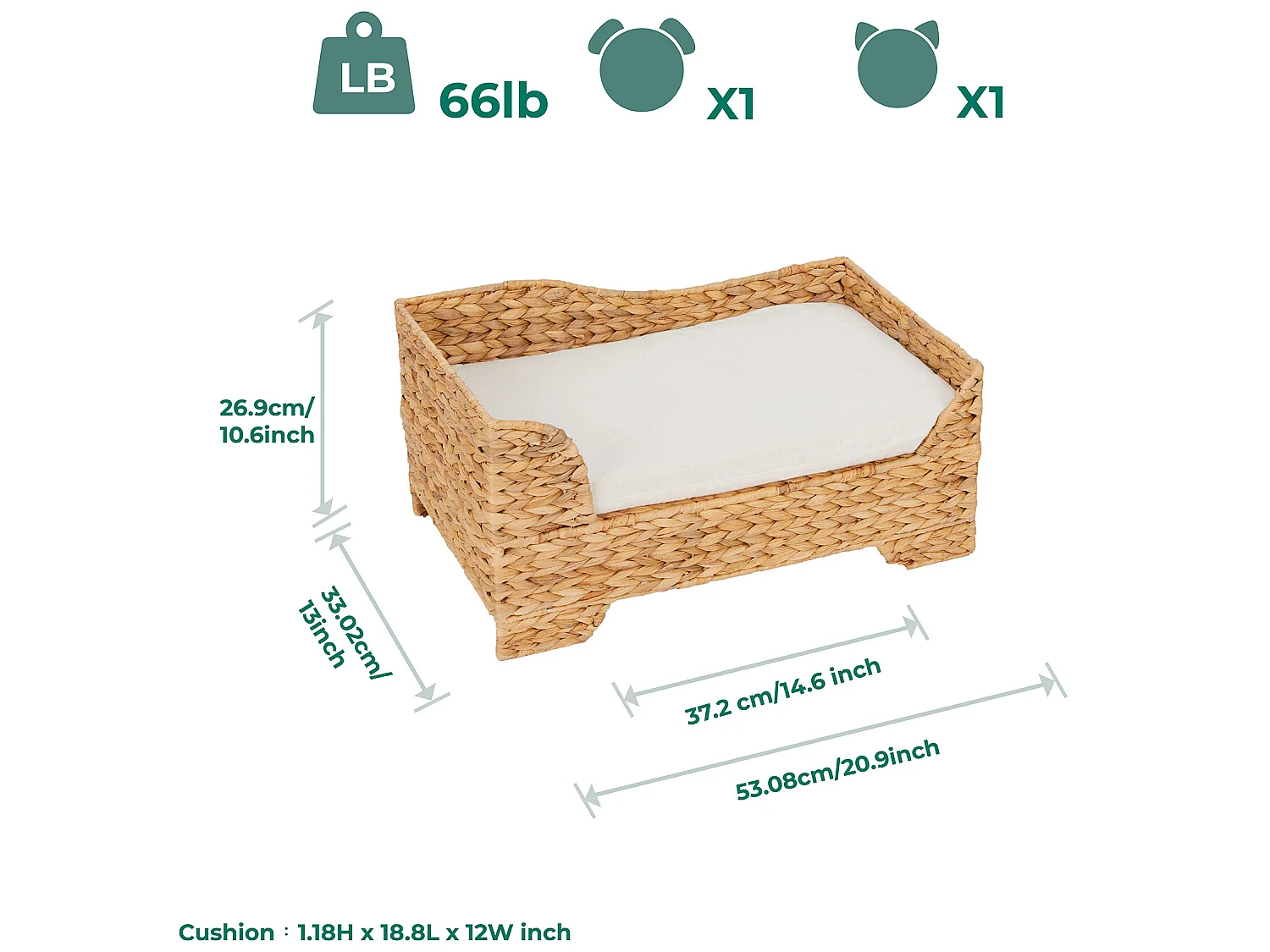 Lit panier intérieur en osier chat ou petit chien