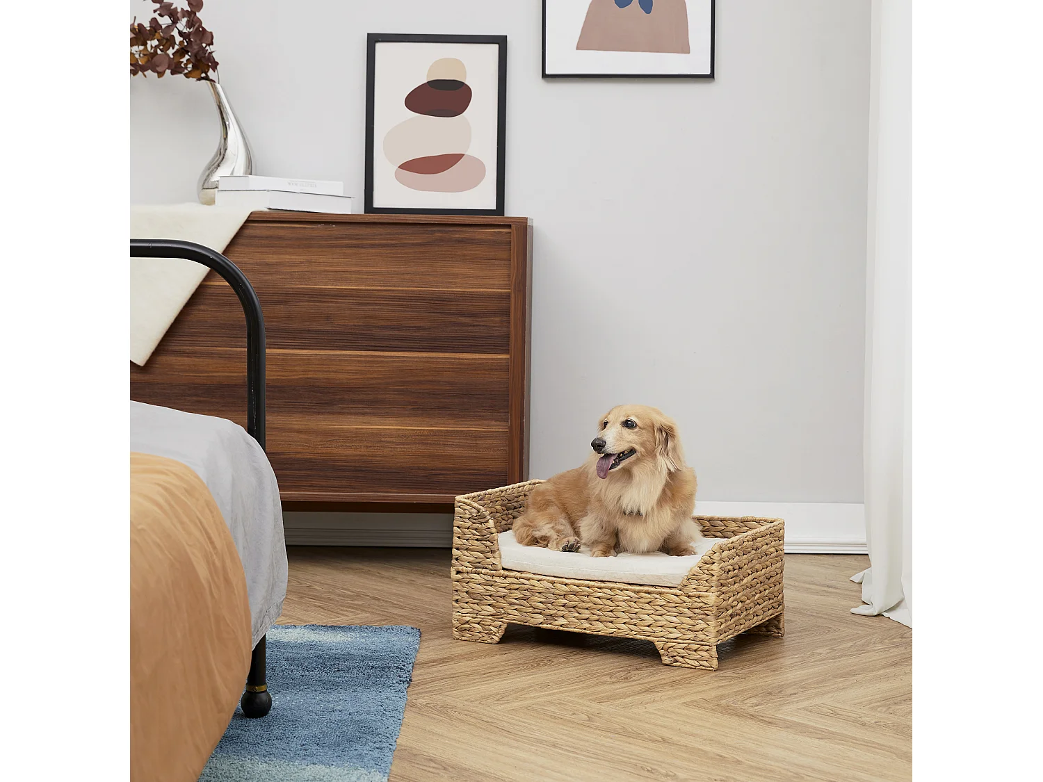 Lit panier intérieur en osier chat ou petit chien