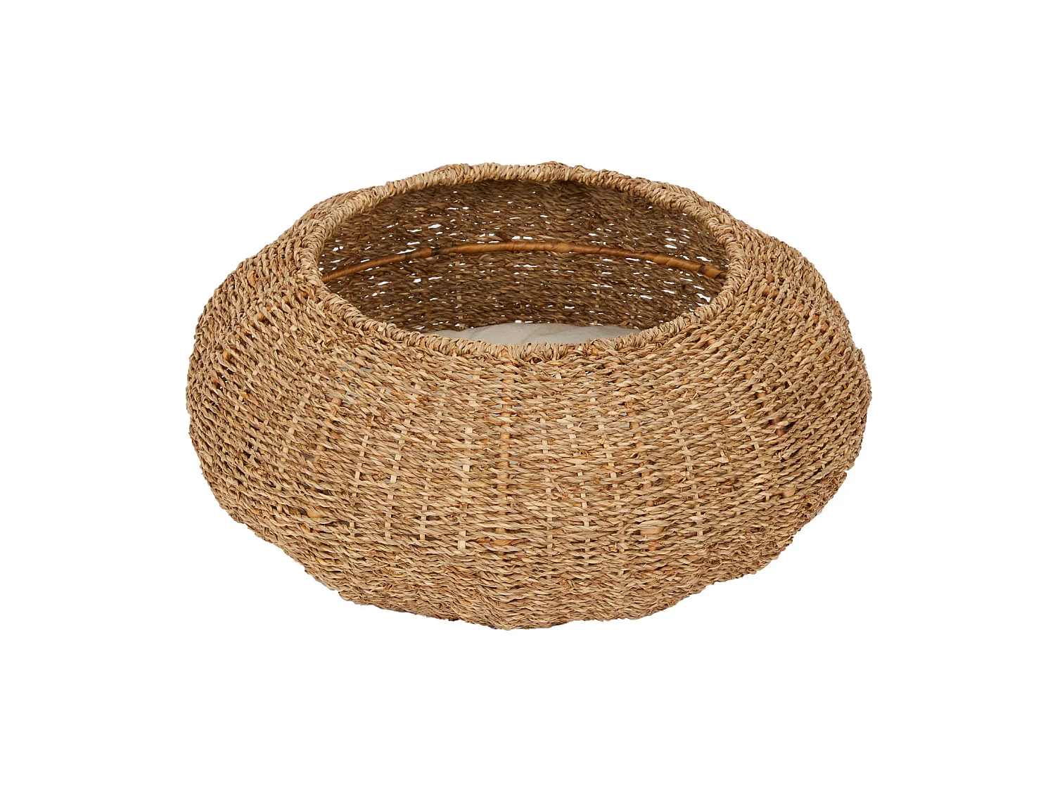 Teamson Pets Ronde Koepel Bed/Mand Voor Katten - Zeegras Geweven - Verwijderbaar Wasbaar Kussen