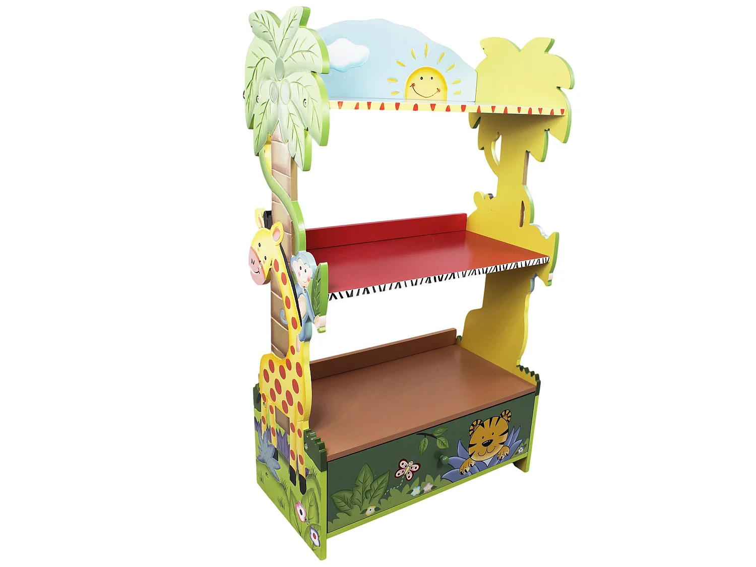 Bibliothèque enfant Sunny Safari en bois pour rangement de livres jouets W-8268A