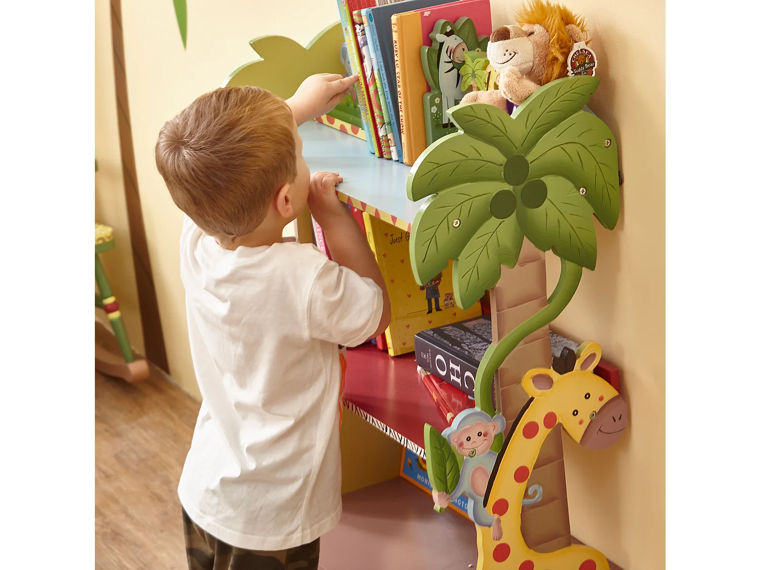 Bibliothèque enfant Sunny Safari en bois pour rangement de livres jouets W-8268A