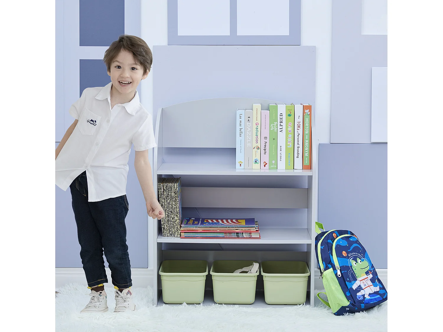 Fantasy Fields - Plain Kids 3 Shelf Bibliothèque - Gray