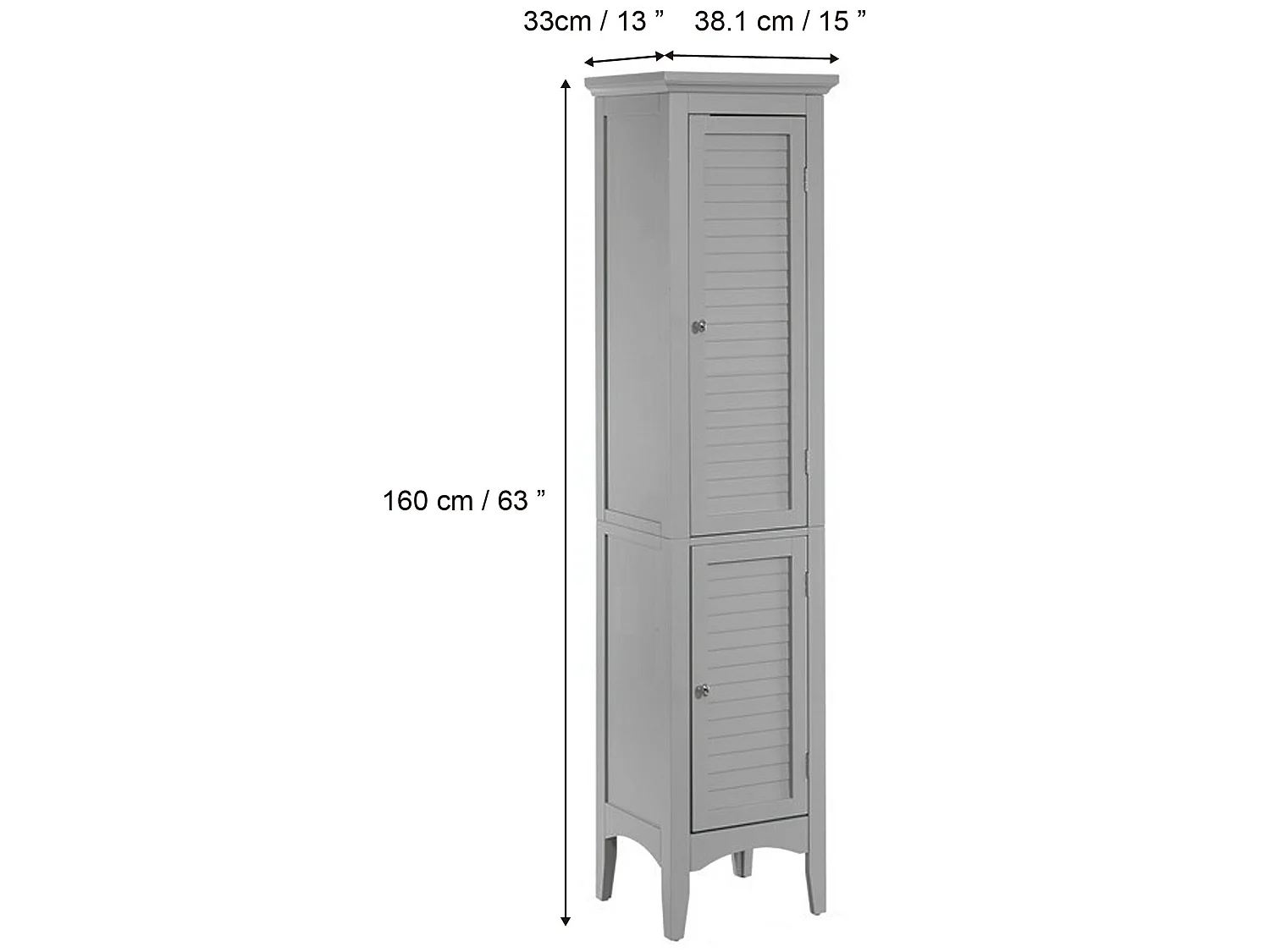 Teamson Home Glancy Armoire Grande Salle De Bain En Bois Gris Avec Rangement