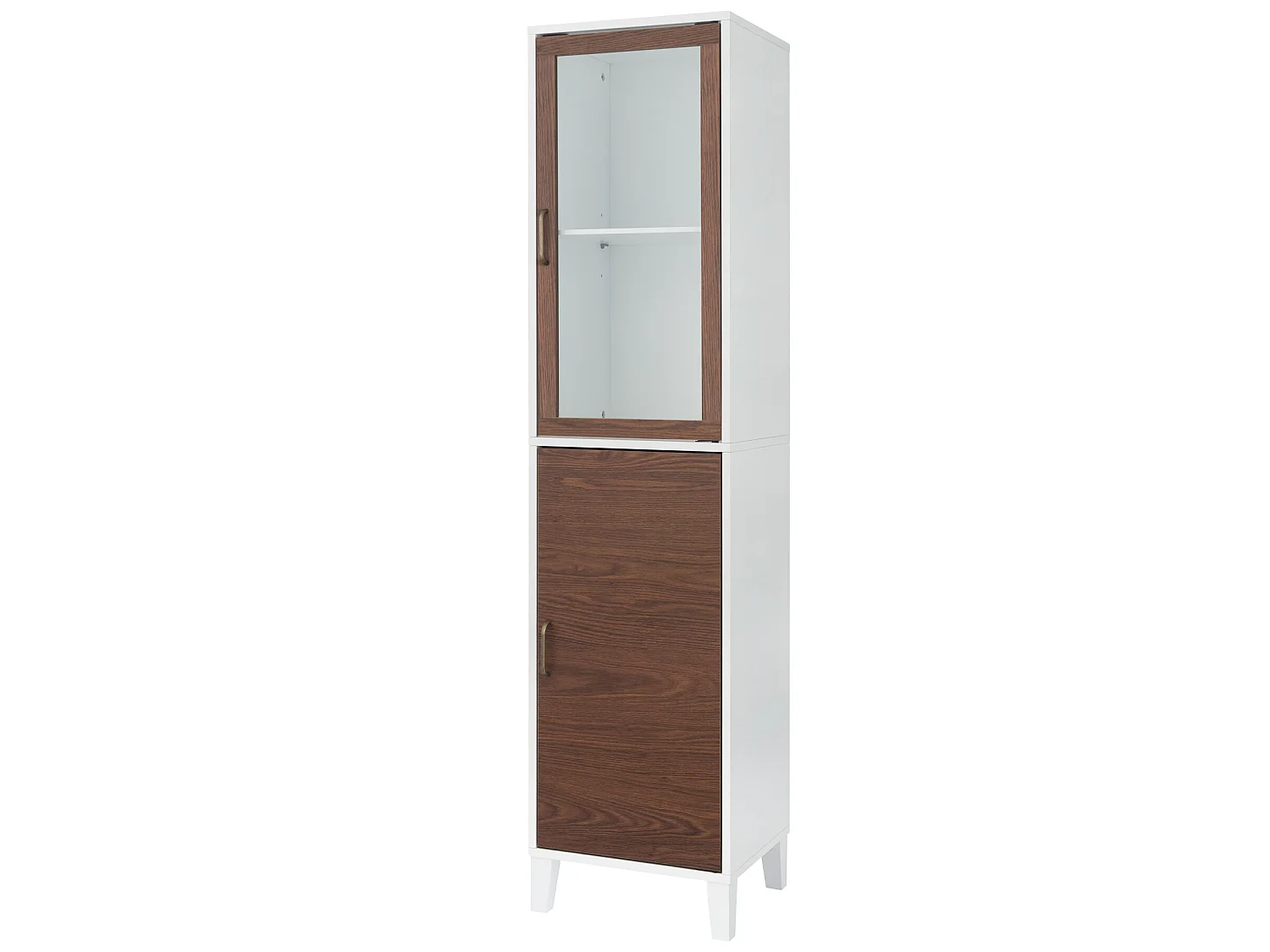 Teamson Home Tyler Armoire à linge moderne en bois Noyer/Blanc