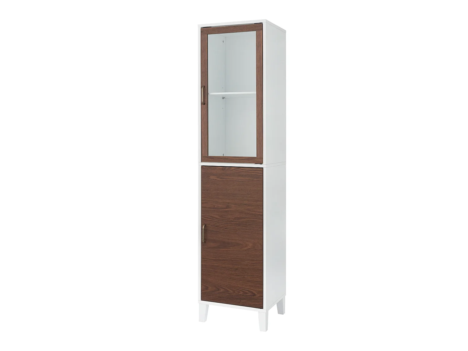 Teamson Home Tyler Armoire à linge moderne en bois Noyer/Blanc