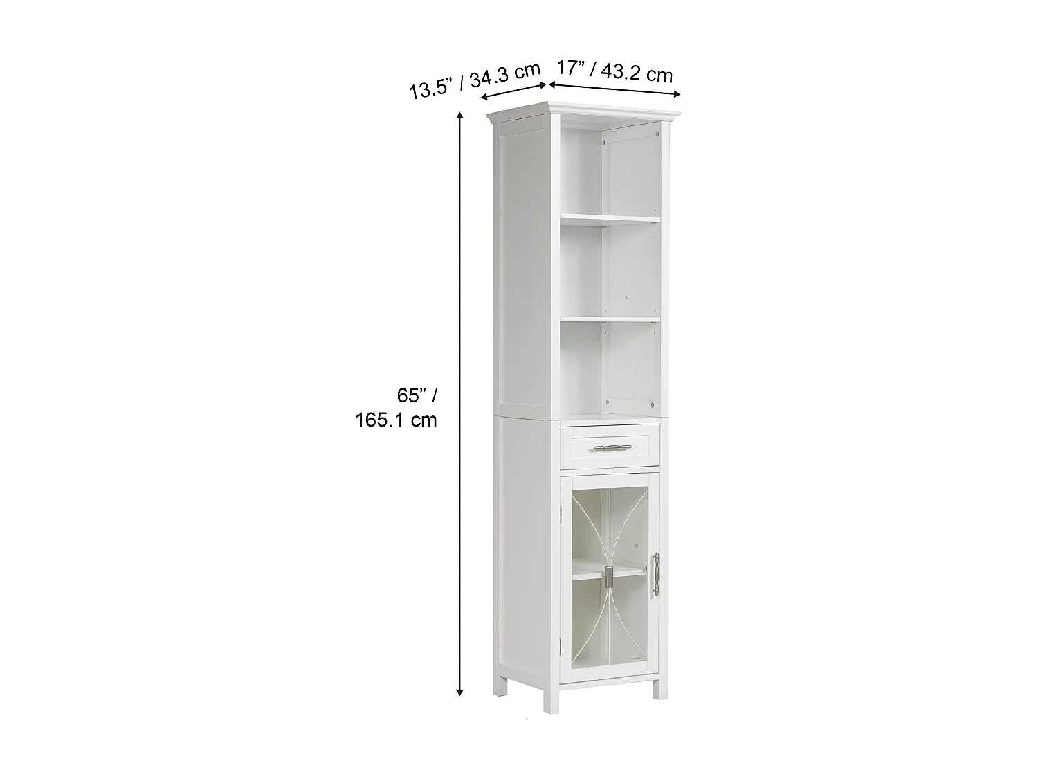 Armoire en lin delaney avec 1 tiroir et 3 étagères ouvertes