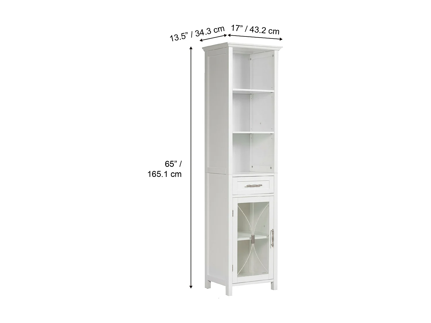 Armoire en lin delaney avec 1 tiroir et 3 étagères ouvertes