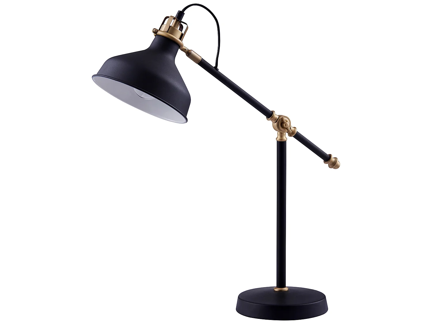 Lampe de chevet bureau à LED chic éclairage moderne noir dorée Mia Teamson Home