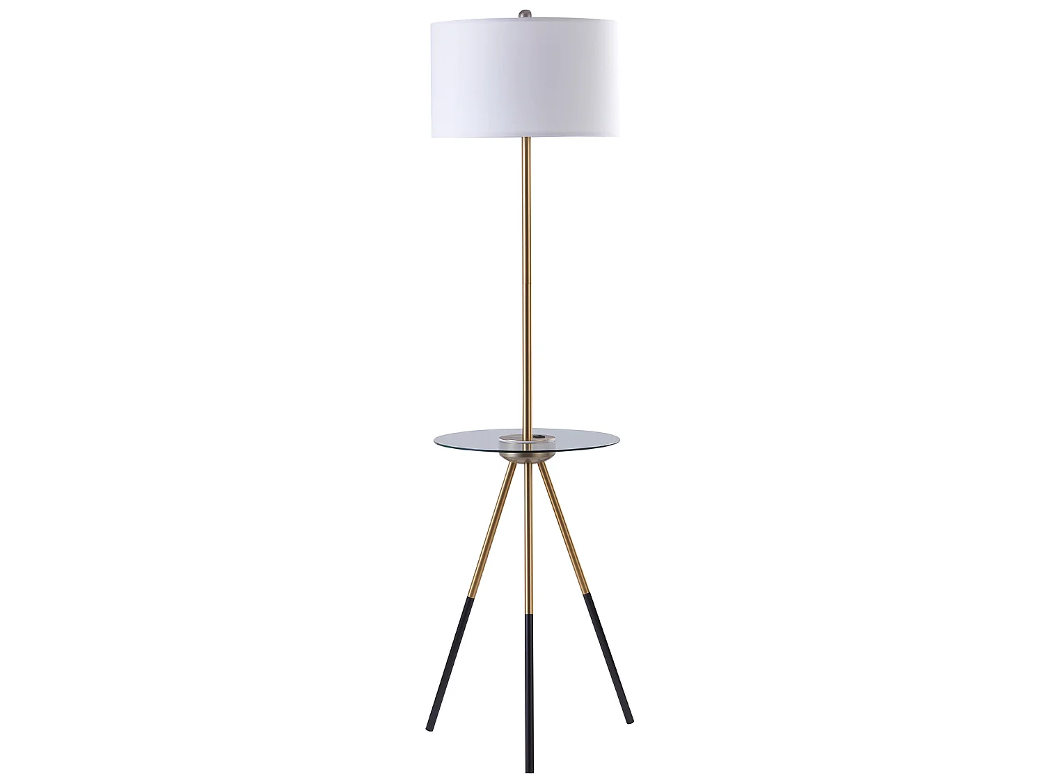Teamson Home Myra Lampada da Terra Treppiede con Porta USB Integrata e Tavolo in Vetro