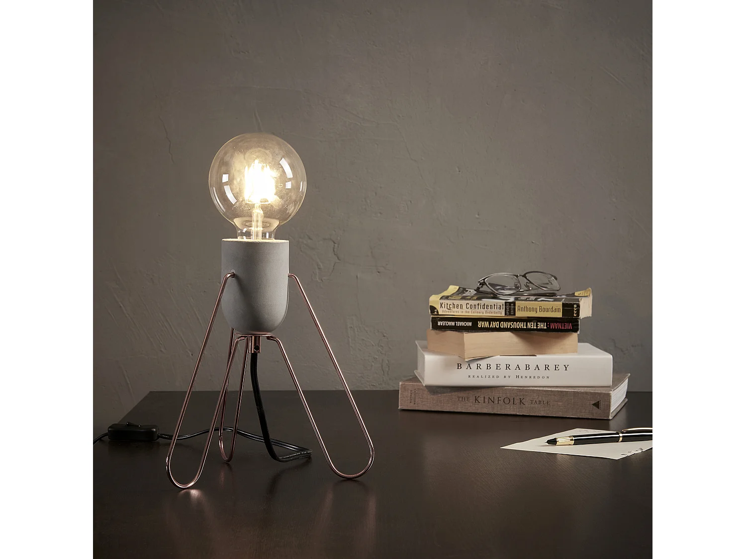 Teamson Home Piccola Modern Minimalistisch Bureaulamp - Roos Goud - Metaal Poten