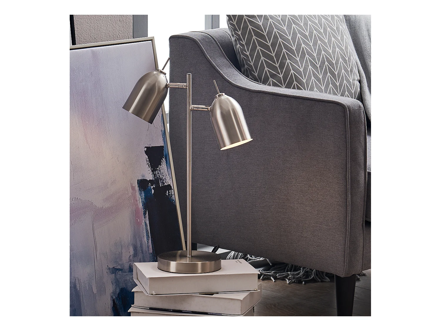 Lampe de chevet bureau à LED chic éclairage moderne chrome Teamson Home