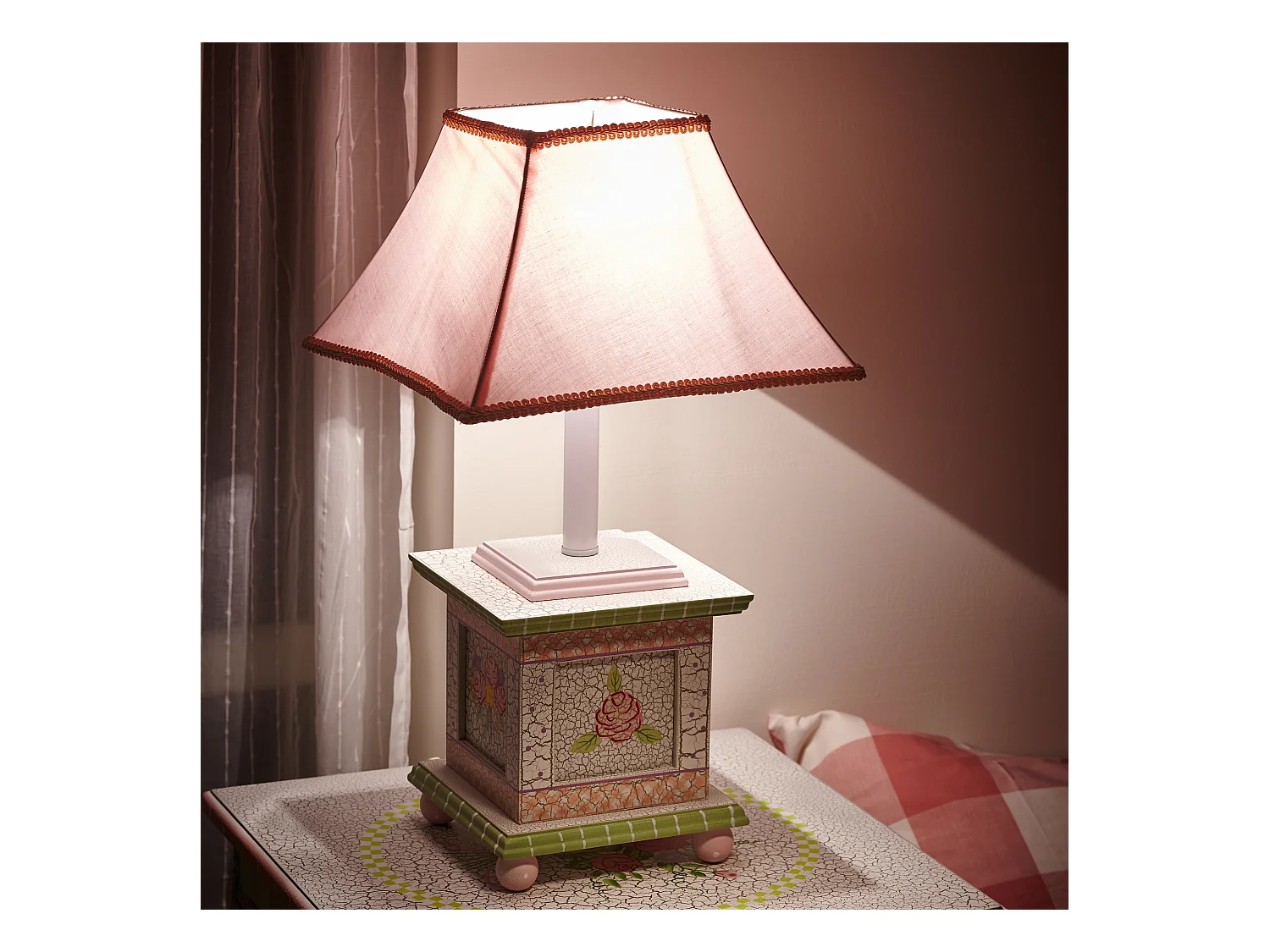 Lampe enfant Cracked Rose chevet bureau veilleuse chambre bébé fille W-5069GE