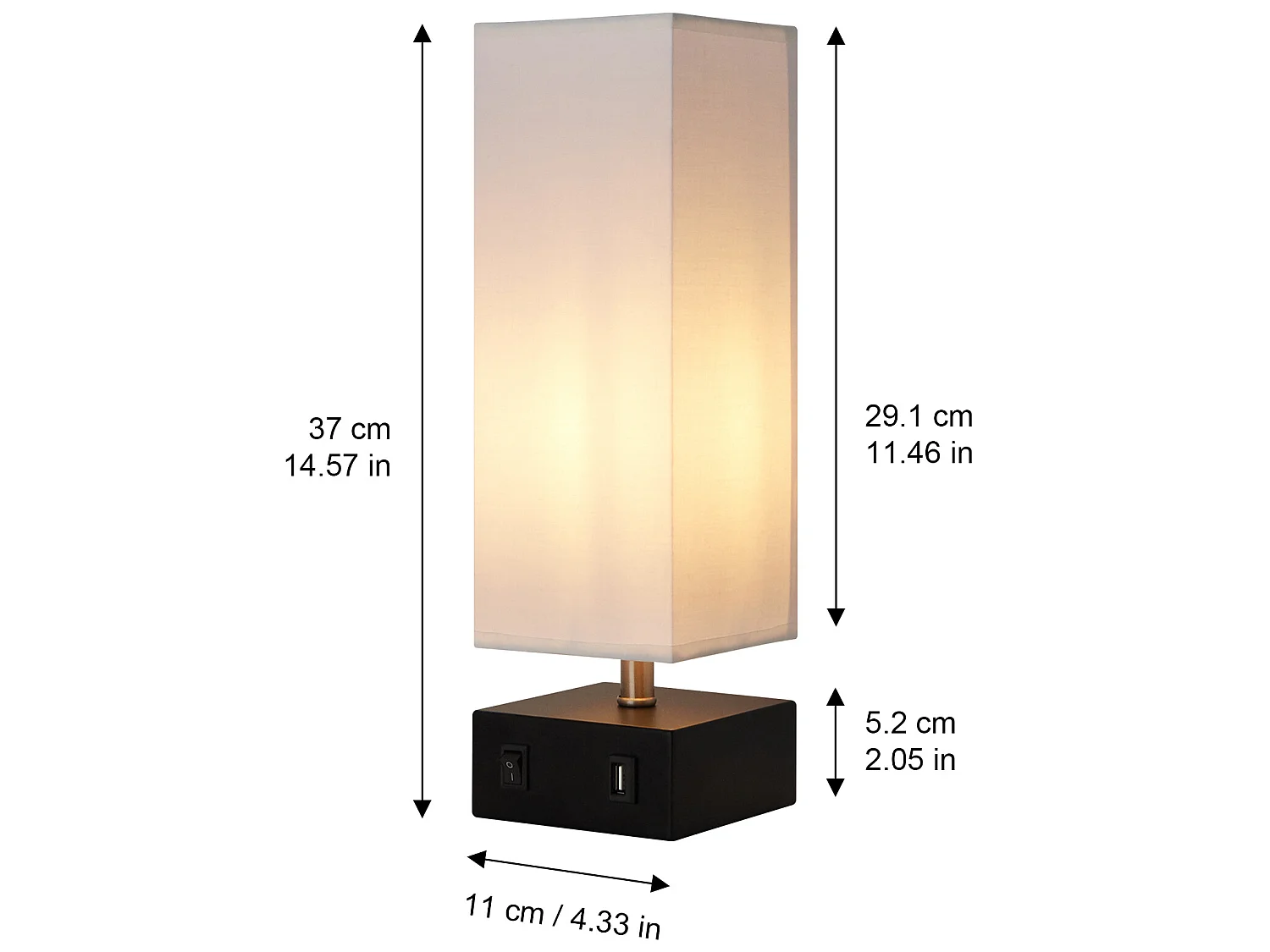 Versanora - lampe de table de chevet Colette avec port USB et nuance blanche