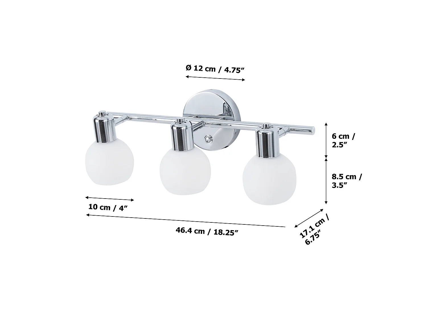 Teamson Home Booglamp|Staande lamp|Arquer gebogen LED vloerlamp, chroom, verlichting VN-L00010-EU