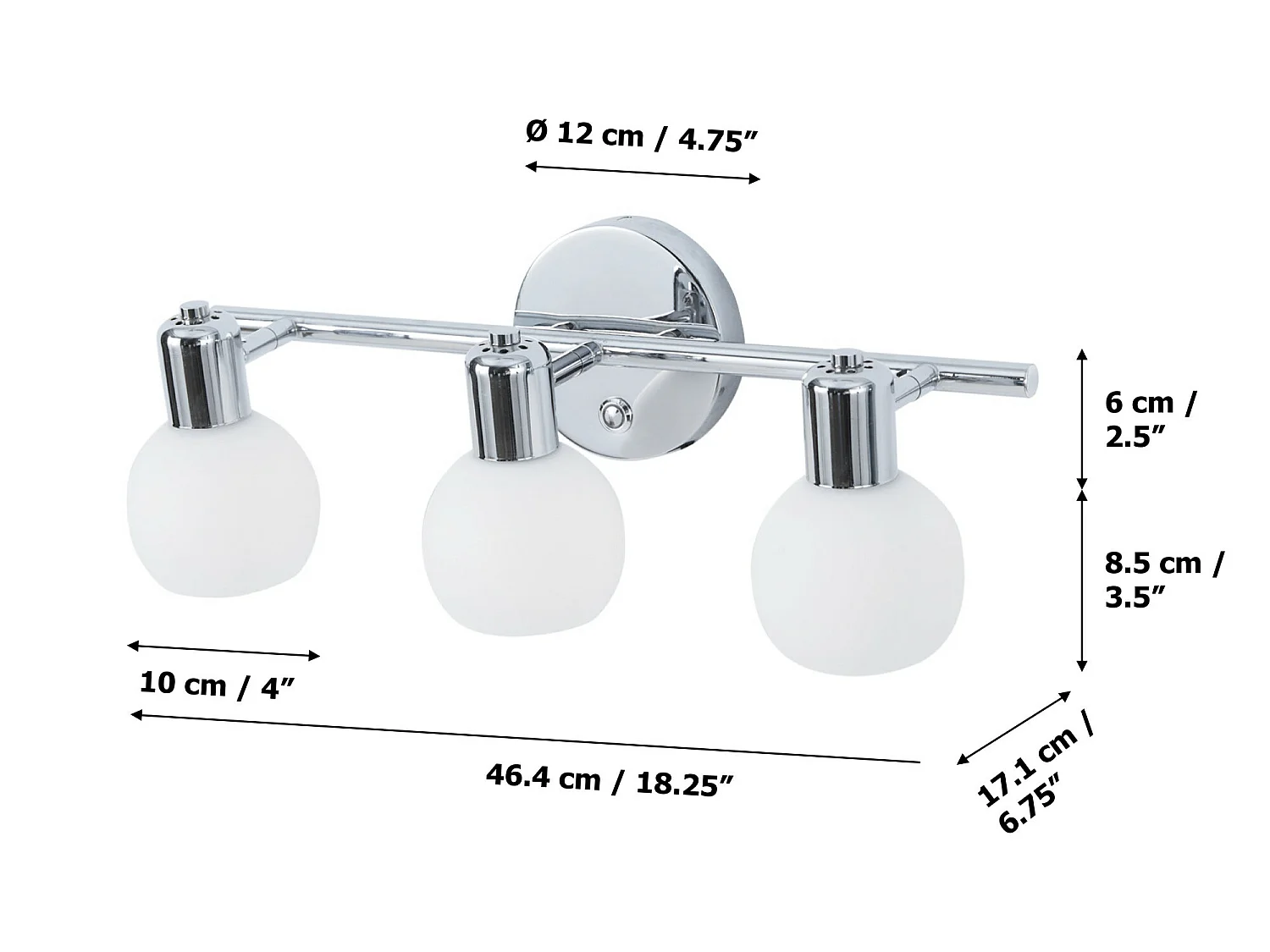 Teamson Home Booglamp|Staande lamp|Arquer gebogen LED vloerlamp, chroom, verlichting VN-L00010-EU